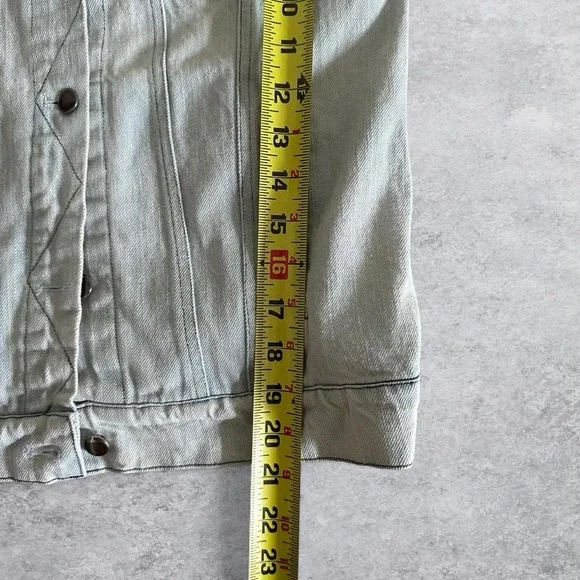 Anthropologie Kyla Seo Light Wash Denim Jacket Floral Rose Embroidered Boho Blue - Picture 4 of 7